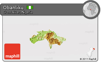 Physical Panoramic Map of Obanliku, cropped outside
