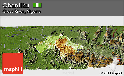 Physical Panoramic Map of Obanliku, darken