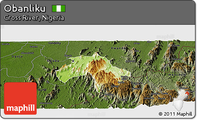 Physical Panoramic Map of Obanliku, darken