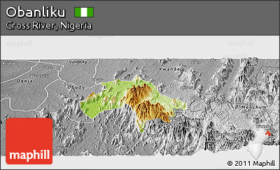 Physical Panoramic Map of Obanliku, desaturated