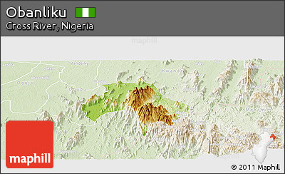 Physical Panoramic Map of Obanliku, lighten