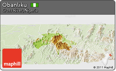 Physical Panoramic Map of Obanliku, lighten