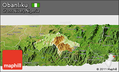 Physical Panoramic Map of Obanliku, satellite outside