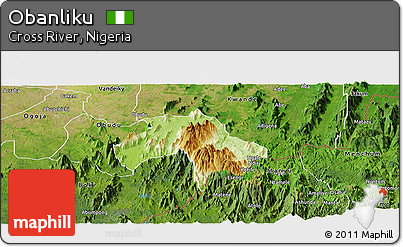 Physical Panoramic Map of Obanliku, satellite outside