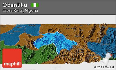 Political Panoramic Map of Obanliku, darken