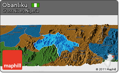 Political Panoramic Map of Obanliku, darken