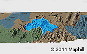 Political Panoramic Map of Obanliku, darken, semi-desaturated