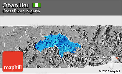 Political Panoramic Map of Obanliku, desaturated