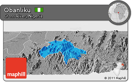 Political Panoramic Map of Obanliku, desaturated