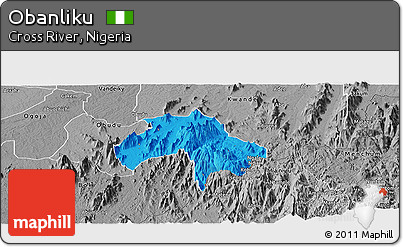 Political Panoramic Map of Obanliku, desaturated
