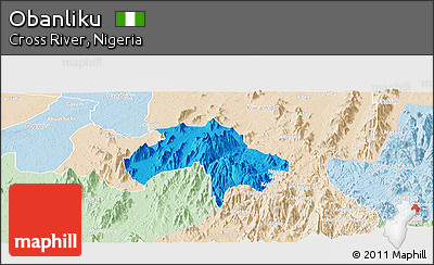 Political Panoramic Map of Obanliku, lighten