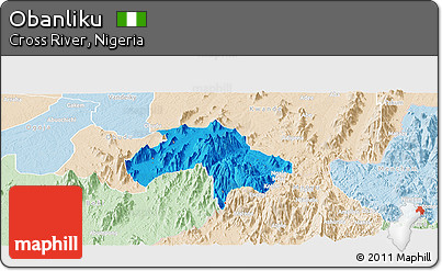 Political Panoramic Map of Obanliku, lighten