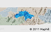 Political Panoramic Map of Obanliku, lighten, semi-desaturated