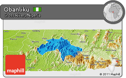 Political Panoramic Map of Obanliku, physical outside