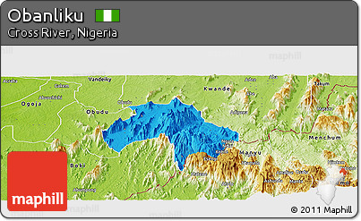 Political Panoramic Map of Obanliku, physical outside