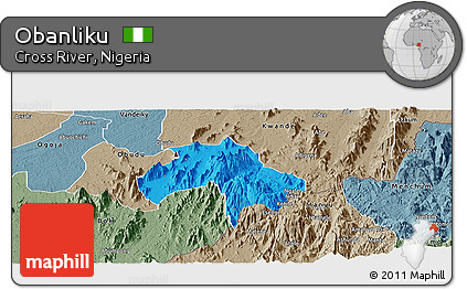 Political Panoramic Map of Obanliku, semi-desaturated