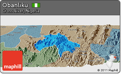 Political Panoramic Map of Obanliku, semi-desaturated