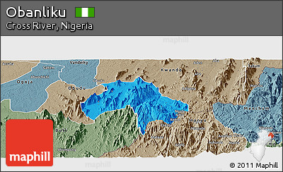 Political Panoramic Map of Obanliku, semi-desaturated