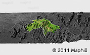 Satellite Panoramic Map of Obanliku, darken, desaturated