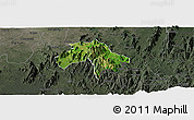 Satellite Panoramic Map of Obanliku, darken, semi-desaturated