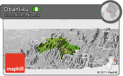 Satellite Panoramic Map of Obanliku, lighten, desaturated