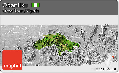 Satellite Panoramic Map of Obanliku, lighten, desaturated