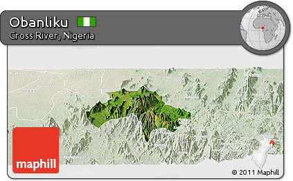 Satellite Panoramic Map of Obanliku, lighten