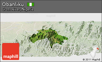 Satellite Panoramic Map of Obanliku, lighten