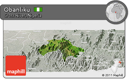 Satellite Panoramic Map of Obanliku, lighten, semi-desaturated