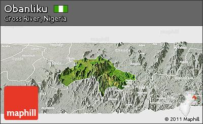 Satellite Panoramic Map of Obanliku, lighten, semi-desaturated