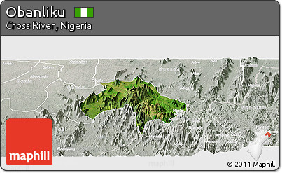 Satellite Panoramic Map of Obanliku, lighten, semi-desaturated