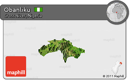 Satellite Panoramic Map of Obanliku, single color outside