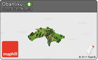 Satellite Panoramic Map of Obanliku, single color outside