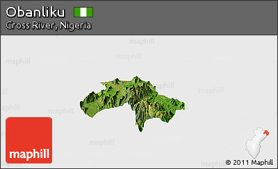 Satellite Panoramic Map of Obanliku, single color outside