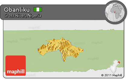 Savanna Style Panoramic Map of Obanliku, single color outside