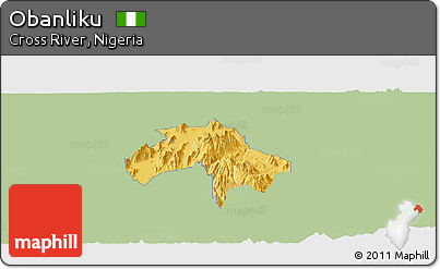 Savanna Style Panoramic Map of Obanliku, single color outside