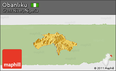 Savanna Style Panoramic Map of Obanliku, single color outside