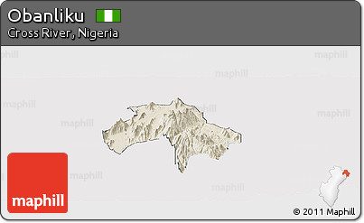 Shaded Relief Panoramic Map of Obanliku, cropped outside