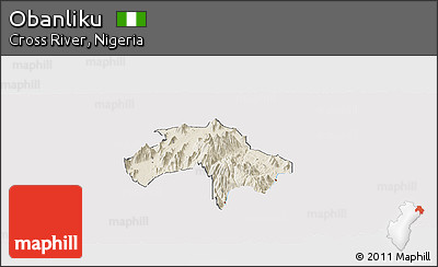 Shaded Relief Panoramic Map of Obanliku, cropped outside