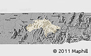 Shaded Relief Panoramic Map of Obanliku, darken, desaturated