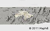 Shaded Relief Panoramic Map of Obanliku, darken, semi-desaturated
