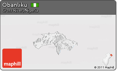 Silver Style Panoramic Map of Obanliku, single color outside
