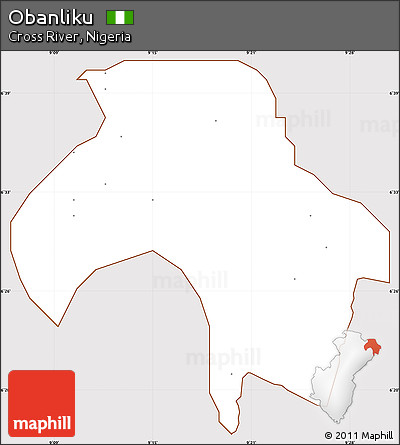Classic Style Simple Map of Obanliku, cropped outside