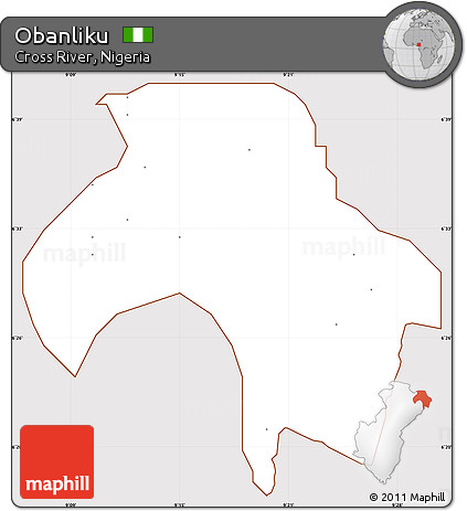 Classic Style Simple Map of Obanliku, cropped outside