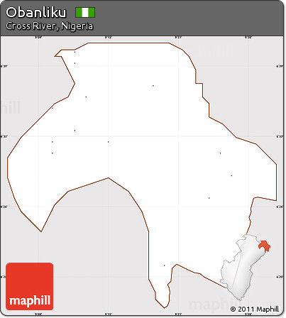 Classic Style Simple Map of Obanliku, cropped outside