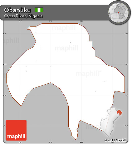 Gray Simple Map of Obanliku, cropped outside