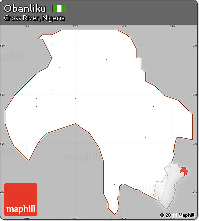 Gray Simple Map of Obanliku, cropped outside
