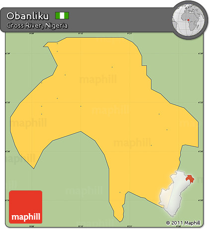 Savanna Style Simple Map of Obanliku, cropped outside