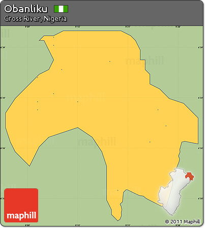 Savanna Style Simple Map of Obanliku, cropped outside