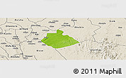 Physical Panoramic Map of Yakurr, shaded relief outside